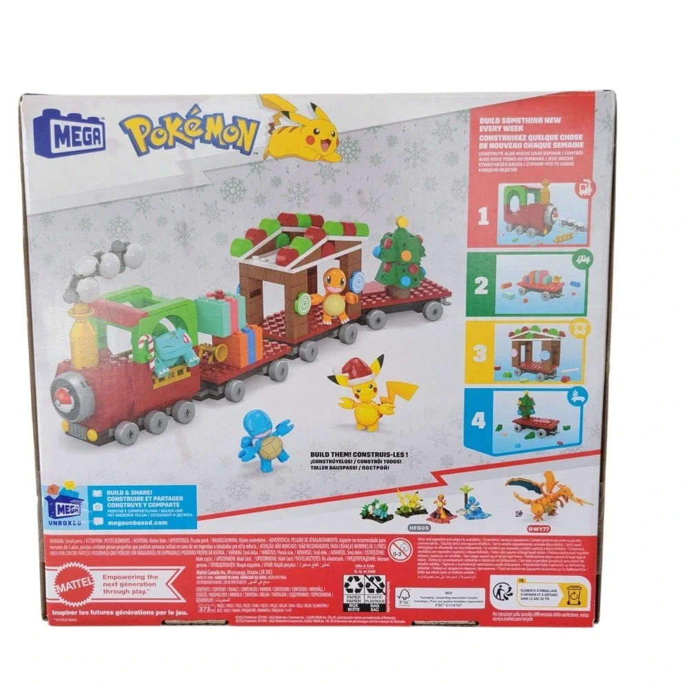 Pokémon Mega Holiday Train Kids 373pc Red New HHP69 Pikachu Bulbasaur Charmander
